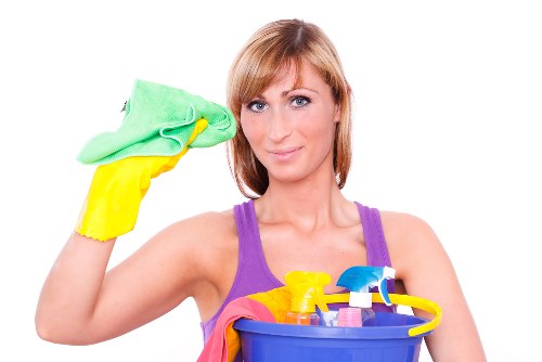 Carpet cleaners working safely with professional equipment indoors
