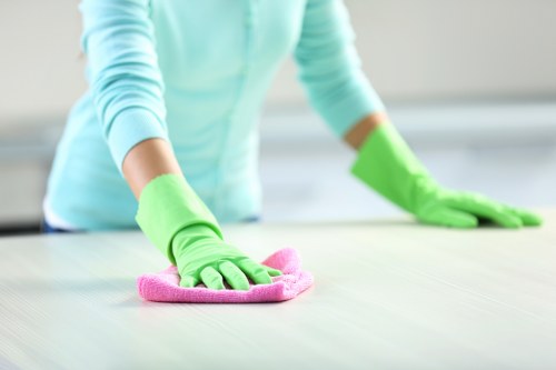Electric carpet cleaning machine being checked for safe use