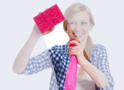 Carpet cleaners reviewing safety procedures and workplace standards